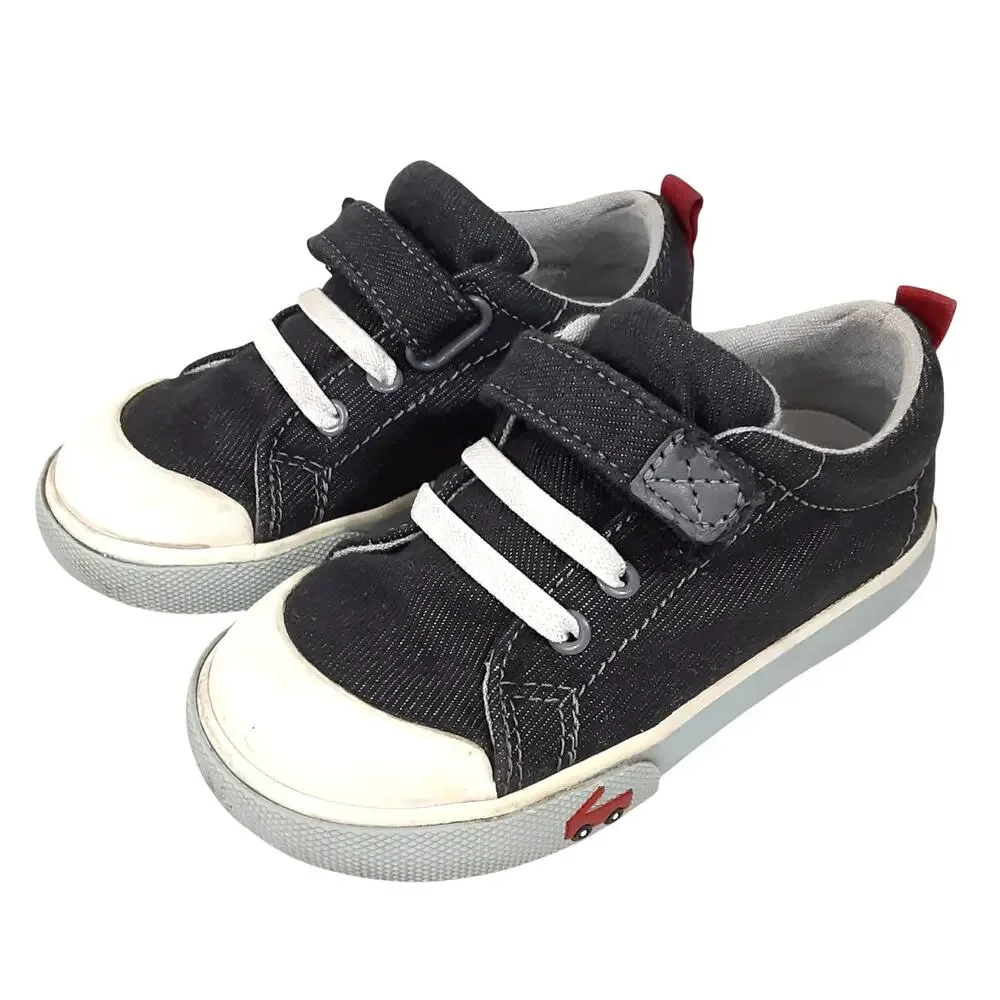 See Kai Run Stevie II Canvas Sneakers Denim Blue Boys 8 Hook and Loop Strap